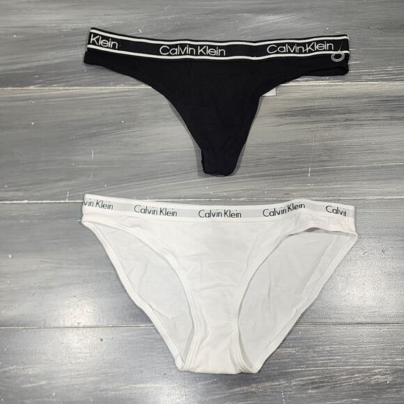 Calvin Klein Underwear One Bikini and One Thong Black White XS - Picture 1 of 6